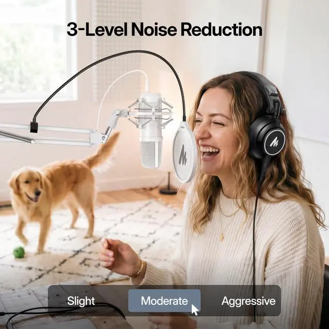Alt view image 5 of 7 - A04 Gen2 White XLR/USB Condenser Microphone for PC Podcast Recording | 192kHz/24Bit Plug & Play Computer Cardioid Metal Mic with Software, Pro Sound Chipset for Content Creation, Stream, YouTube