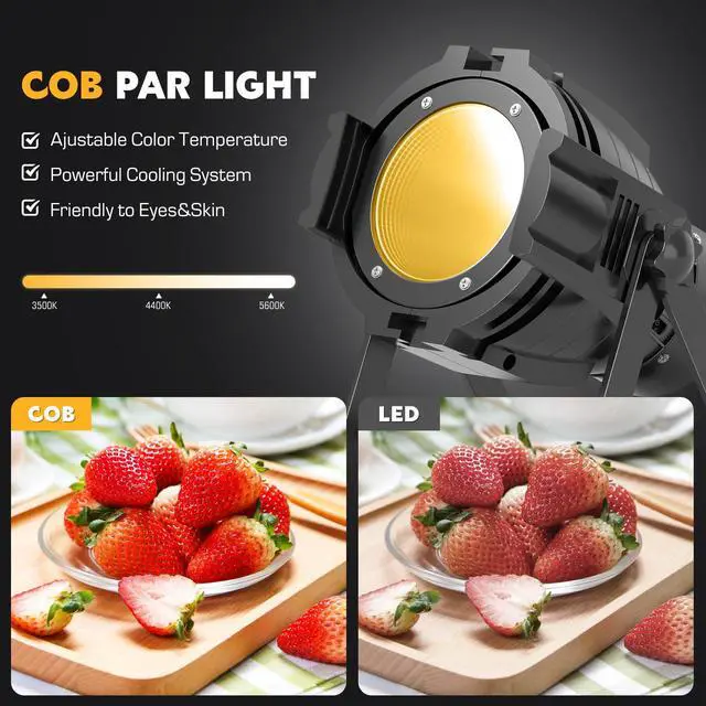 Alt view image 4 of 7 - 2Packs Spotlights COB 80W Stage Light Par Lights Party Warm&Cold White Professional DMX Spotlights Portable Metal Housing Strobe Light Bright for Church, Party, Concert, Theater, Gig Bar, Wedding
