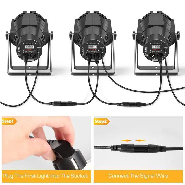 Alt view image 5 of 7 - 2Packs Spotlights COB 80W Stage Light Par Lights Party Warm&Cold White Professional DMX Spotlights Portable Metal Housing Strobe Light Bright for Church, Party, Concert, Theater, Gig Bar, Wedding