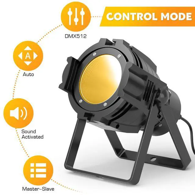 Alt view image 6 of 7 - 2Packs Spotlights COB 80W Stage Light Par Lights Party Warm&Cold White Professional DMX Spotlights Portable Metal Housing Strobe Light Bright for Church, Party, Concert, Theater, Gig Bar, Wedding