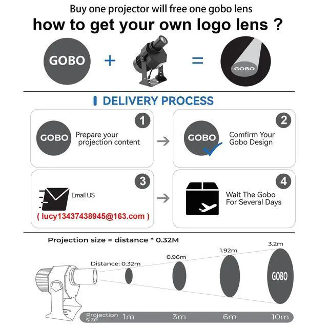 Alt view image 3 of 7 - 100W LED Logo GOBO Projector Ip67 Waterproof DJ Effect Light Including Free Custom Glass GOBO to Project Image for Hotel Company Store Wedding Advertising Indoor and Outdoor Use (100W)