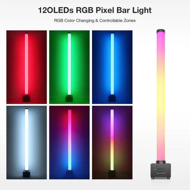 Alt view image 4 of 7 - LED Stage Light Bar: 360° Full Coverage Lighting - 60W 120LED RGB Pixel Tube - Remote DMX Control - Great for DJ Party Live Show Band Club Event
