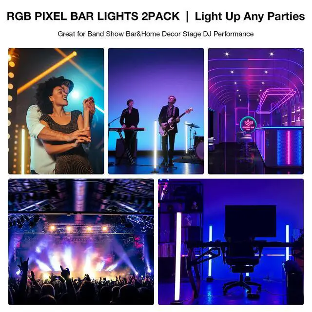 Alt view image 6 of 7 - LED Stage Light Bar: 360° Full Coverage Lighting - 60W 120LED RGB Pixel Tube - Remote DMX Control - Great for DJ Party Live Show Band Club Event