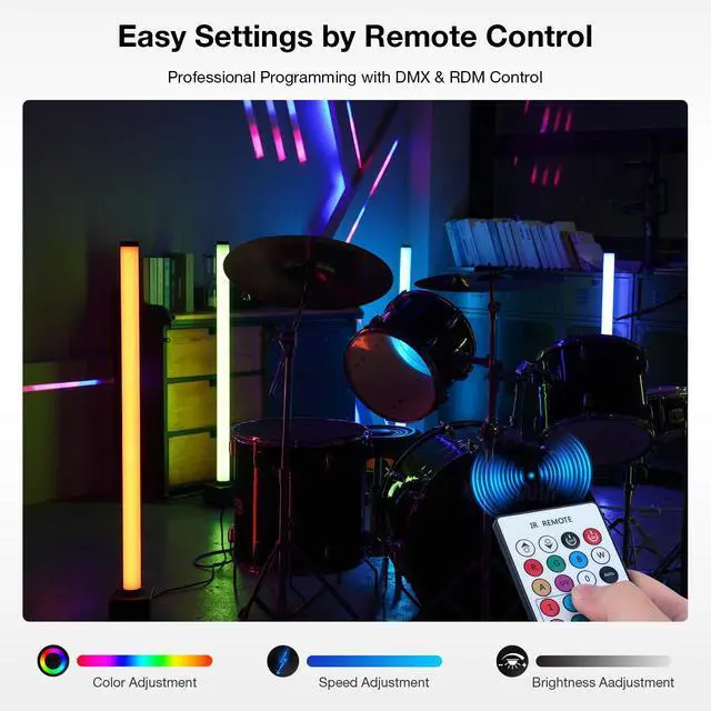 Alt view image 5 of 7 - LED Stage Light Bar: 360° Full Coverage Lighting - 60W 120LED RGB Pixel Tube - Remote DMX Control - Great for DJ Party Live Show Band Club Event
