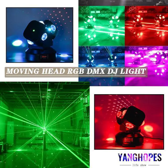 Alt view image 2 of 7 - Moving Head DJ Light DMX Strobe Light with Sound Activated Party RGBW LED Beam Lights Lighting Equipment for Events DJ KTV Disco Wedding Concert (8LED DJ Light w/Special Light)