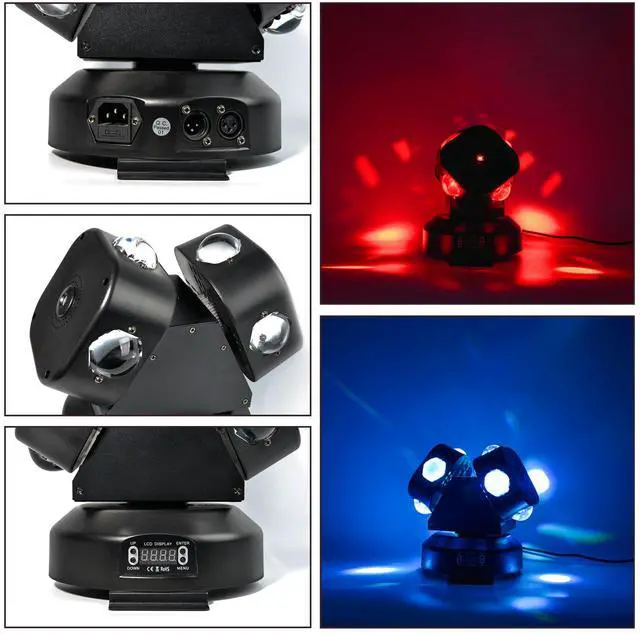 Alt view image 4 of 7 - Moving Head DJ Light DMX Strobe Light with Sound Activated Party RGBW LED Beam Lights Lighting Equipment for Events DJ KTV Disco Wedding Concert (8LED DJ Light w/Special Light)