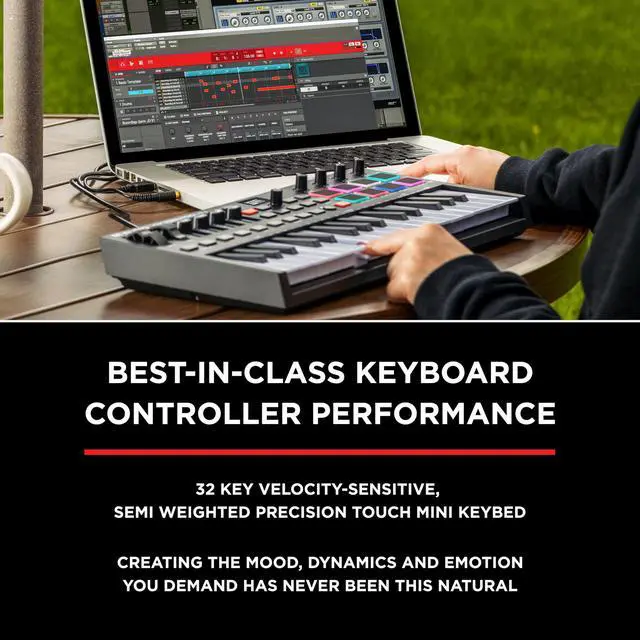 Alt view image 2 of 7 - Oxygen Pro Mini 32-Key USB MIDI Keyboard Controller for MacOS and WinOS, with Beat Pads, Assignable Knobs and Faders, and Native Instruments Sound Pack (NKS Integration)