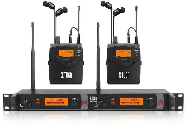 Main image of RW2080 Wireless in Ear Monitor System,2 Bodypacks UHF IEM(902-928mhz) | Wireless IEM System,2*40 Frequencies,300Ft Range,Mono Dual Channel Stage Monitoring for Musicians,Singers,Band,Studio,Church