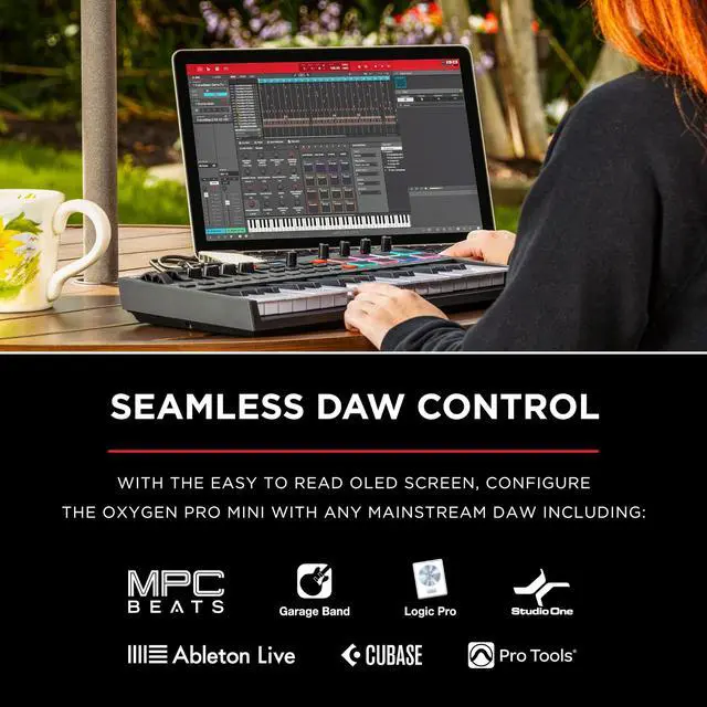 Alt view image 7 of 7 - Oxygen Pro Mini 32-Key USB MIDI Keyboard Controller for MacOS and WinOS, with Beat Pads, Assignable Knobs and Faders, and Native Instruments Sound Pack (NKS Integration)