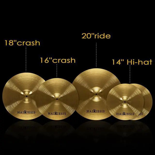 Alt view image 2 of 6 - Cymbal Exquisite Alloy Cymbal Set 14"/16"/18"/20" 5 Pieces Drum Cymbal Drum Practice Cymbals