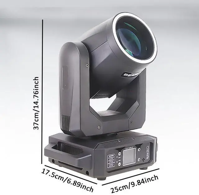 Alt view image 2 of 7 - 200W LED Moving Head Light with DMX512 Control - Beam & Spot Dual Mode, 6-Color Rainbow, GOBO Effects for Stage Shows, Clubs, Bar Lighting