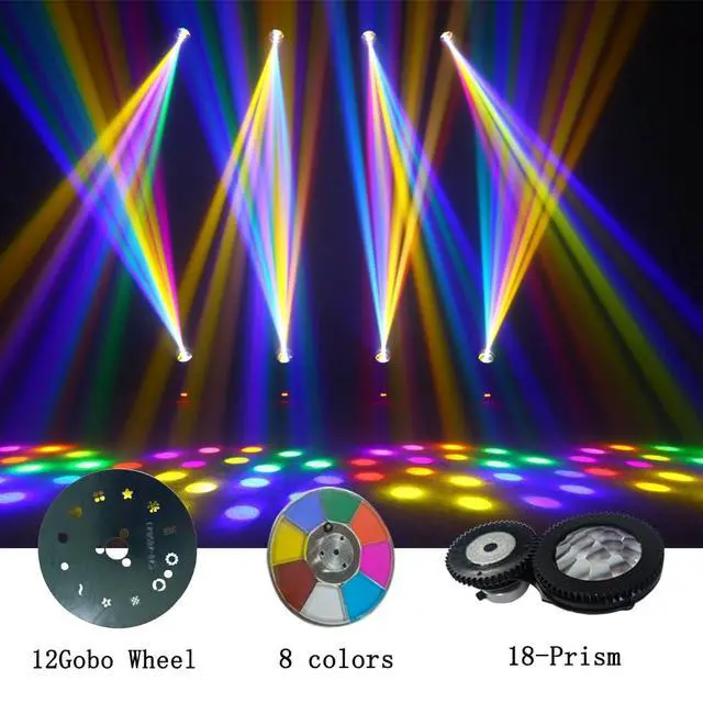 Alt view image 3 of 7 - DJ Light 200W LED Moving Head Light Beam GOBO with Ring 6+12 Prism Rainbow Effect DMX Control Disco Party Club Stage Lighting