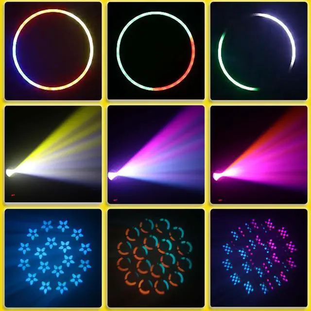 Alt view image 7 of 7 - DJ Light 200W LED Moving Head Light Beam GOBO with Ring 6+12 Prism Rainbow Effect DMX Control Disco Party Club Stage Lighting