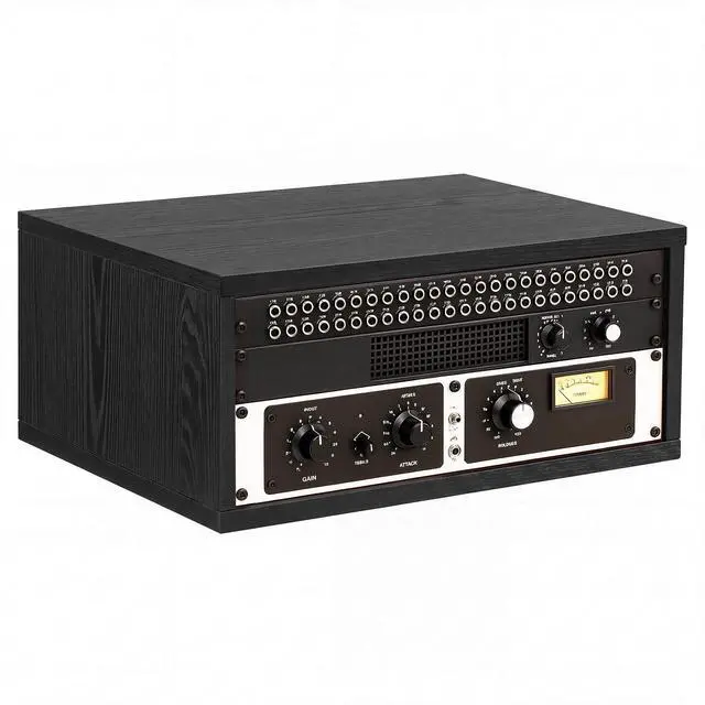 Main image of 4U Wooden Studio Rack for Pro Audio Gear 4u Audio Rack Case in Oak Finish Compact Efficient Desktop Storage Protect Equipment Studio Control Home Room Use(Black)