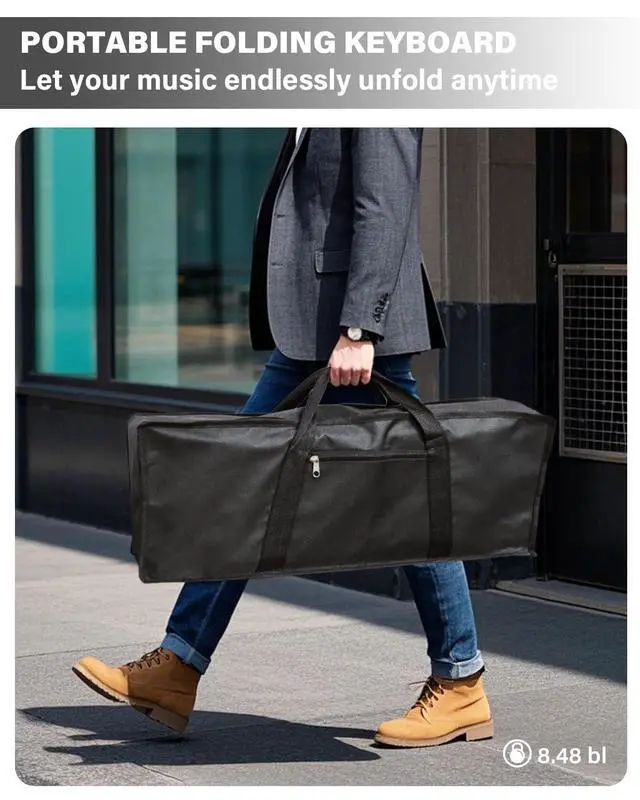 Alt view image 7 of 7 - 88-Key Piano Keyboard with Semi-Weighted Keys Portable Foldable Piano | Electric Piano with 128 Tones, Built-in Speakers and Battery, USB-MIDI, Sustain Pedal, Carry-Bag Travel Piano for Beginners