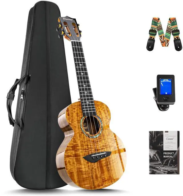 Main image of CAG28 Glossy Curly Acacia 23" Concert Ukulele | Handmade Ukelele Starter Kit