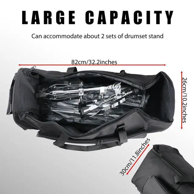 Alt view image 3 of 7 - Drum Hardware Bag with Wheels Drum Set Hardware Carry Bag Drum Stand Accessory Bag(Black)