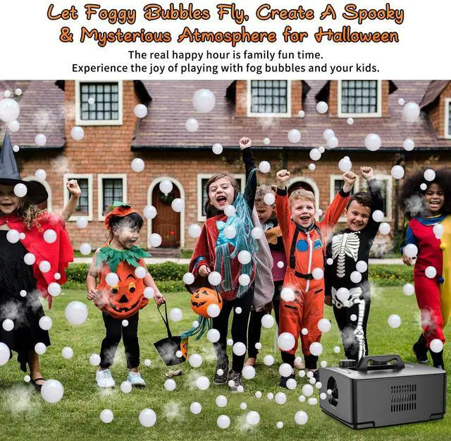 Alt view image 4 of 7 - Fog Bubble Machine, 2-in-1 No-Spill Smoke Bubble Machine (Black) | Leak-proof Tanks, 400W Power, 2 Bubble Modes, 8000+ Colorful or Fog-filled Bubbles for Indoor Outdoor Halloween Party
