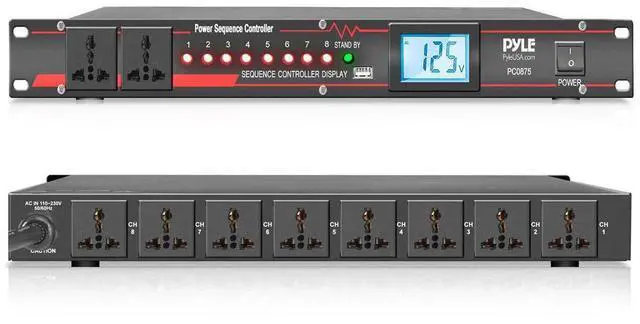 Main image of 10 Outlet Power Sequencer Conditioner - 13 Amp 2000W Rack Mount Pro Audio Digital Power Supply Controller Regulator w/Voltage Readout, Surge Protector, for Home Theater Stage/Studio Use - PCO875