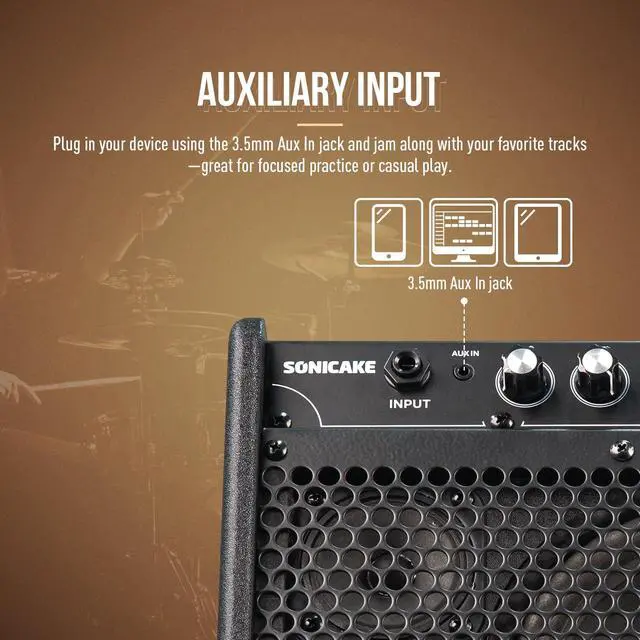 Alt view image 3 of 7 - 20W Electric Drum Amp, Portable BT Drum/Keyboard Amplifier Speaker System with Dual Drivers for Home Practice, QDM-20