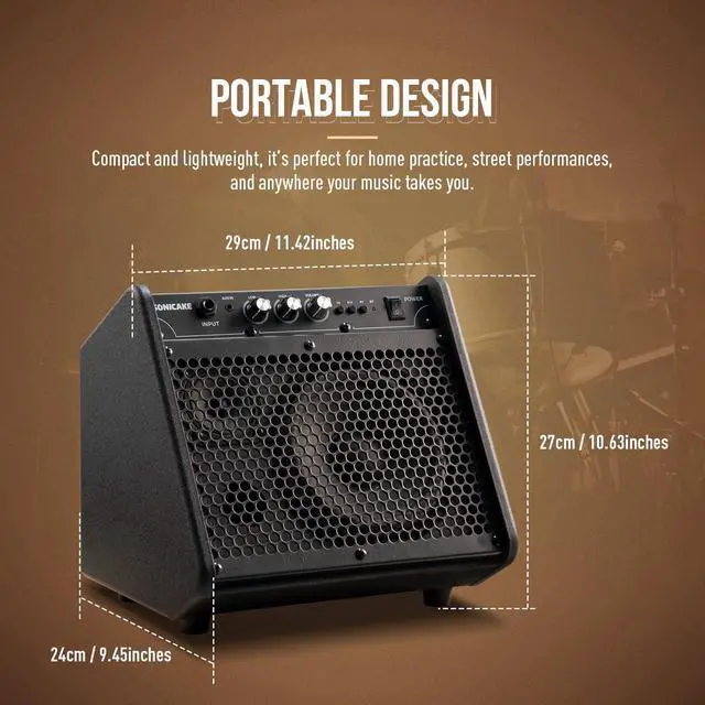 Alt view image 6 of 7 - 20W Electric Drum Amp, Portable BT Drum/Keyboard Amplifier Speaker System with Dual Drivers for Home Practice, QDM-20