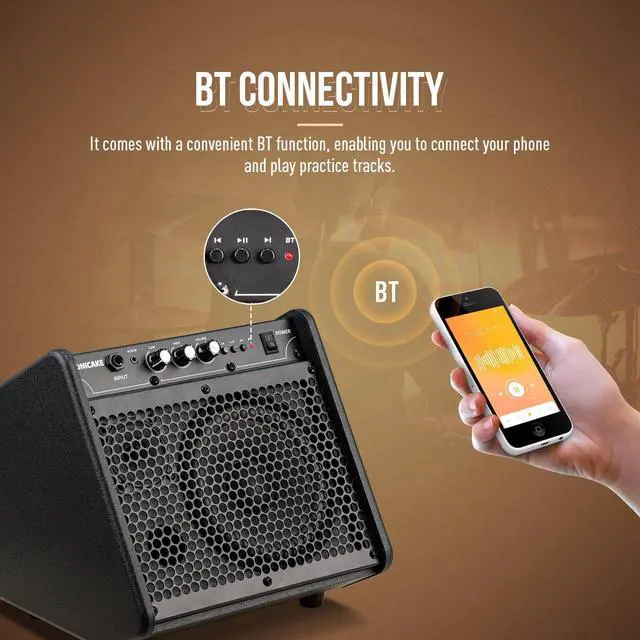 Alt view image 4 of 7 - 20W Electric Drum Amp, Portable BT Drum/Keyboard Amplifier Speaker System with Dual Drivers for Home Practice, QDM-20