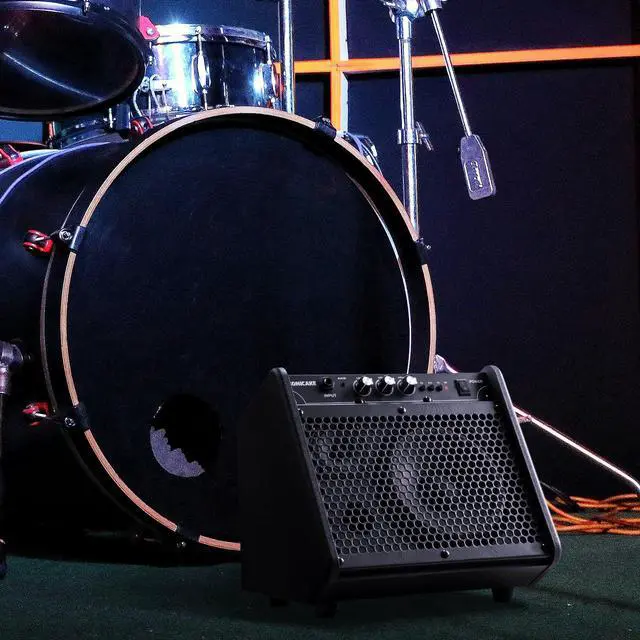 Alt view image 7 of 7 - 20W Electric Drum Amp, Portable BT Drum/Keyboard Amplifier Speaker System with Dual Drivers for Home Practice, QDM-20