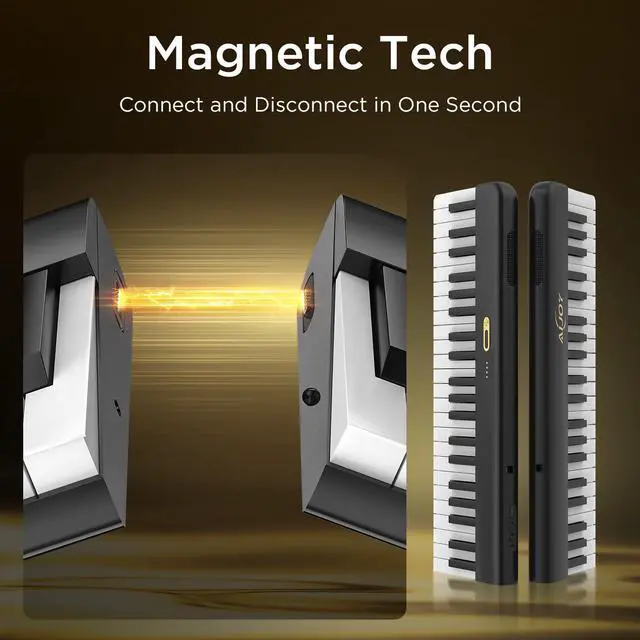 Alt view image 3 of 7 - 88 Keys Piano Keyboard with Magnetic Connection, ASP-10M Detachable Electric Piano for Beginners, Portable Digital Piano for Travel with Sensitive Keys, MIDI Support, Carry Bag