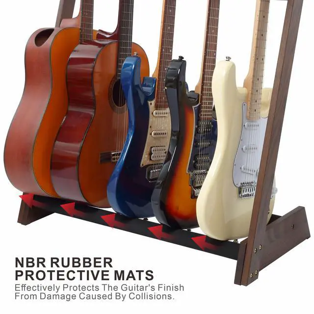 Alt view image 2 of 7 - Multi-Purpose Guitar Stand 5 Wooden Guitar Rack Floor for Guitars and Cases, Cellos - German Ash