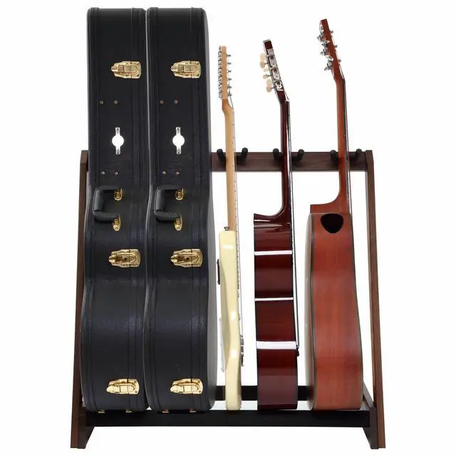 Alt view image 4 of 7 - Multi-Purpose Guitar Stand 5 Wooden Guitar Rack Floor for Guitars and Cases, Cellos - German Ash