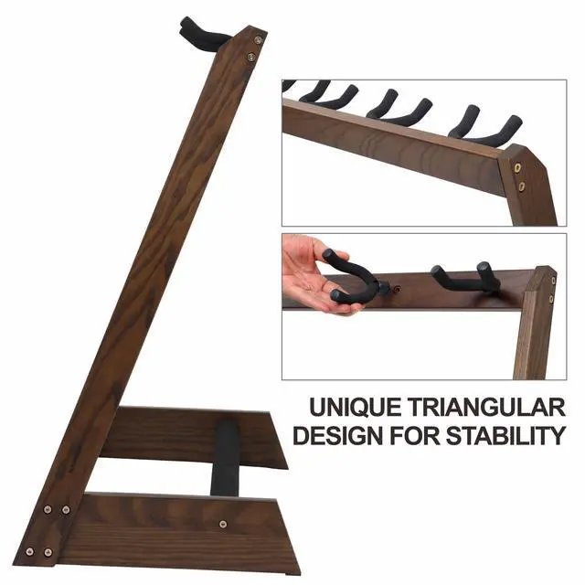 Alt view image 5 of 7 - Multi-Purpose Guitar Stand 5 Wooden Guitar Rack Floor for Guitars and Cases, Cellos - German Ash