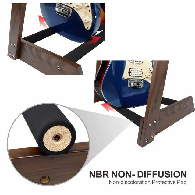 Alt view image 6 of 7 - Multi-Purpose Guitar Stand 5 Wooden Guitar Rack Floor for Guitars and Cases, Cellos - German Ash