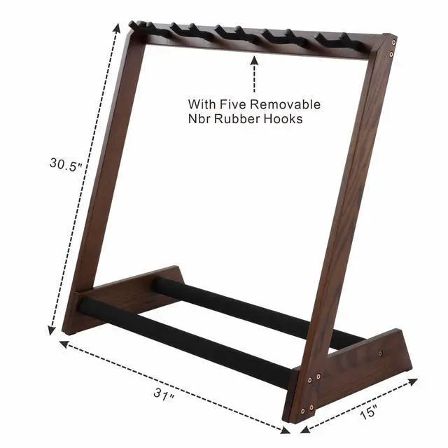 Alt view image 7 of 7 - Multi-Purpose Guitar Stand 5 Wooden Guitar Rack Floor for Guitars and Cases, Cellos - German Ash