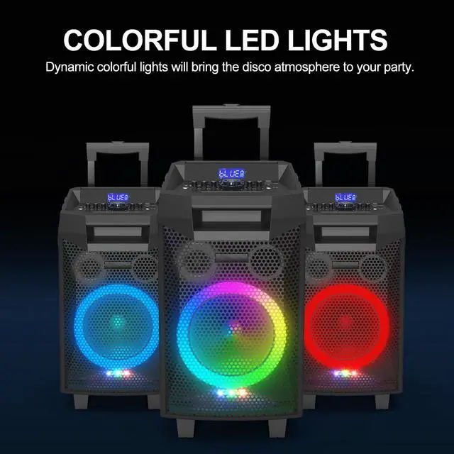 Alt view image 3 of 7 - Karaoke Machine, Bluetooth Speaker PA System for Adults & Kids with 2 Wireless Microphones, 8'' Subwoofer, Wireless Singing Machine for Christmas Party, Wedding, Gathering(VS-0866)