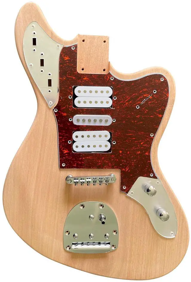 Alt view image 3 of 7 - DIY Electric Guitar Kit Beginner Kit Right Handed Jazzmaster Style | 6 String, Mahogany Body, Mahogany Neck, Rosewood Fretboard, Chrome Hardware, Build Your Own Guitar