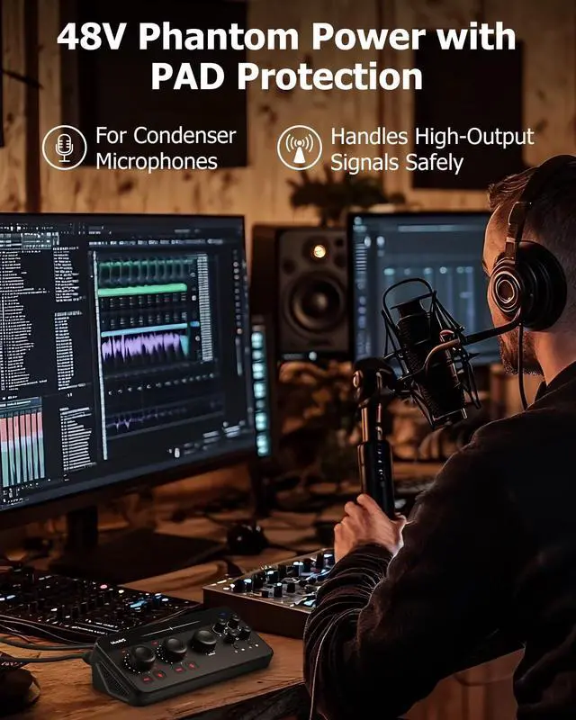 Alt view image 5 of 7 - (blueCaster TWO) USB Audio Interface 24Bit/192kHz Studio Recording Interface, USB-C & 48V Phantom Power ASIO Driver for Guitar, Podcast, Home Studio DAW, Streaming and Podcasting