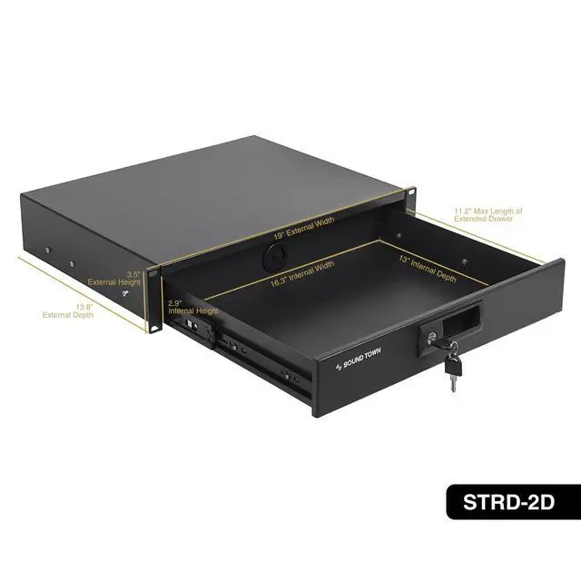Alt view image 6 of 7 - 19-inch 2U Locking Rack Drawer, with Protection Foam (STRD-2D)