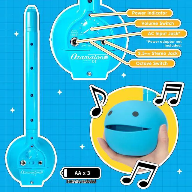 Alt view image 4 of 7 - Deluxe Japanese Electronic Synthesizer Musical Instrument - Blue | Portable Digital Synthesizer from Japan by Maywa Denki with 3.5mm Aux Jack & Strap, Unique Gift for Teens & Adults