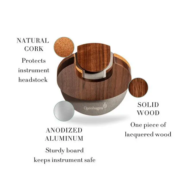 Alt view image 4 of 5 - Worlds Only Collapsible Guitar Hanger Wall Mount Bracket for Guitars & Basses - Patented Danish Design - Space Saving - Scratch Proof - Guitar Accessories, Wall Hooks for Hanging | Walnut Wood