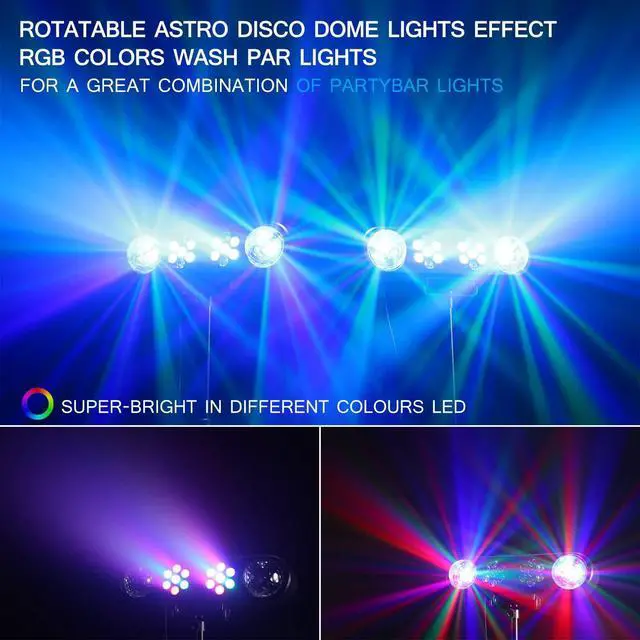 Alt view image 2 of 7 - DJ Party Lights with Stand,Party Bar Light, Rotating Ball Disco Lights & Corlorful Par Light,Stage Lighting System Sound Activated for Bar Gig Move Band Dance Wedding Halloween Christmas