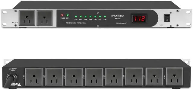 Main image of Professional 10 Socket Power Conditioner/Surge Sequencer. 3300W/30A Rack Mount Audio Power Supply Controller, Surge Protector, for Audio product, electronic equipment