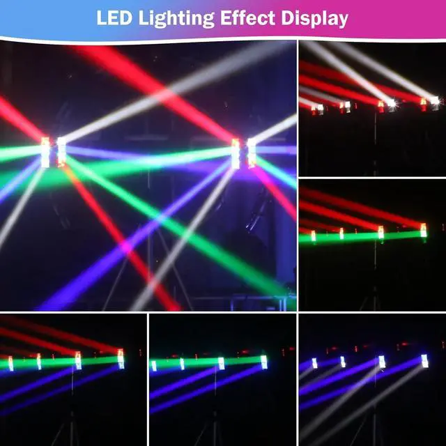 Alt view image 5 of 7 - 8x3W Spider Moving Head DJ Light,RGBW Stage Disco Light-2 Packs | 8x3W RGBW LEDs, DMX512/Auto/Sound/Master-Slave, Mini Moving Head Light For Party, Club, Wedding Event, Festival, Disco