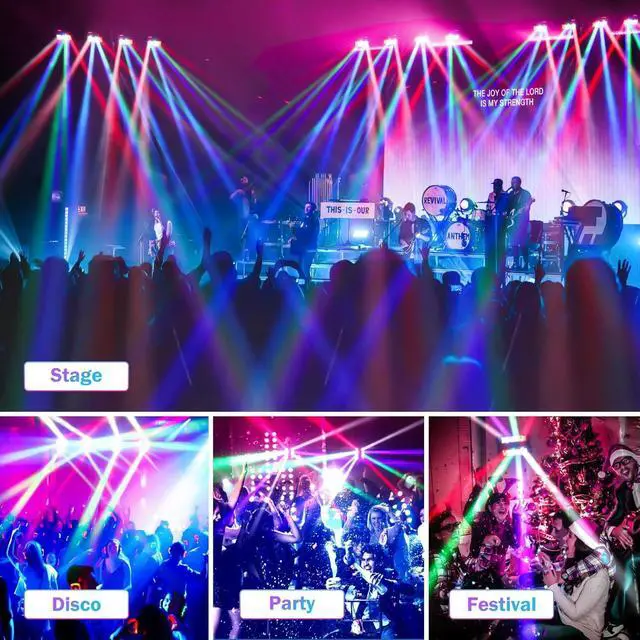 Alt view image 3 of 7 - 8x3W Spider Moving Head DJ Light,RGBW Stage Disco Light-2 Packs | 8x3W RGBW LEDs, DMX512/Auto/Sound/Master-Slave, Mini Moving Head Light For Party, Club, Wedding Event, Festival, Disco