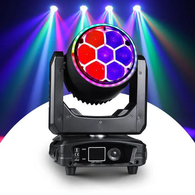 Main image of 300W Moving Head DJ Light 7x40W LED Stage Lights RGBW Beam & Wash & Halo DMX512 Sound Activated for Parties Club Disco Events Wedding Church Opera