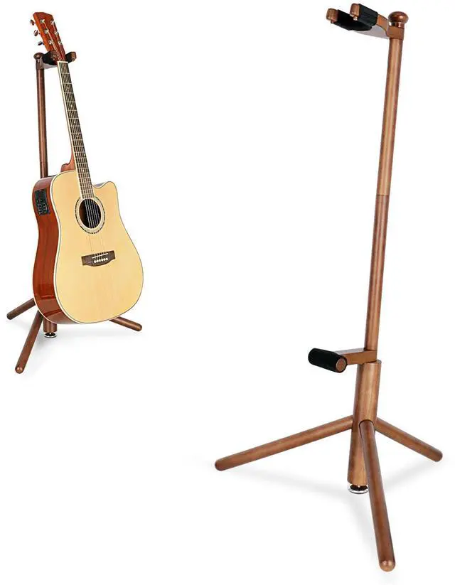 Main image of Guitar Stand, Solid Wood Acoustic Guitar Stand Floor with Padding | Acoustic Guitar Stand,Single Neck Support,Walnut Color for Acoustic Guitar, Electric Guitar & Mandolin,Backrest