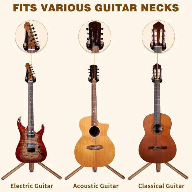 Alt view image 5 of 7 - Guitar Stand, Solid Wood Acoustic Guitar Stand Floor with Padding | Acoustic Guitar Stand,Single Neck Support,Walnut Color for Acoustic Guitar, Electric Guitar & Mandolin,Backrest