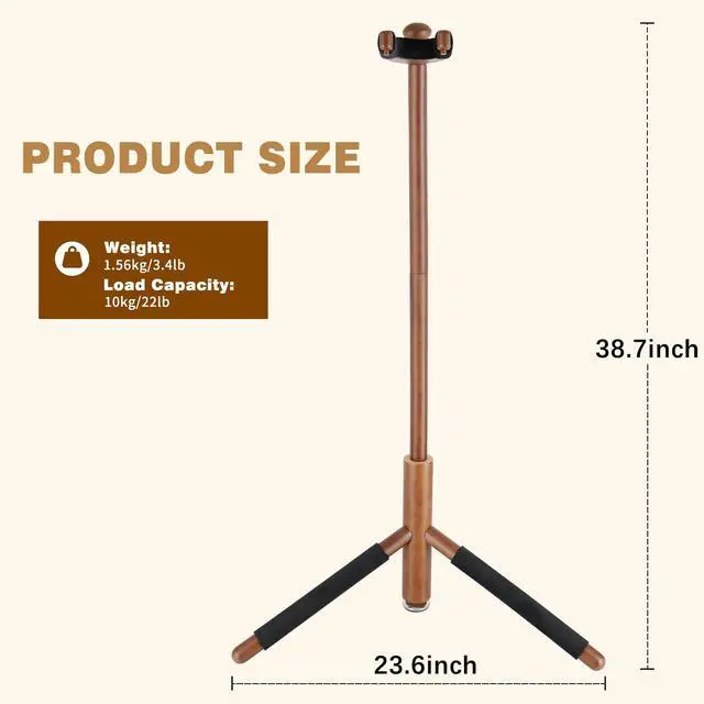 Alt view image 2 of 7 - Guitar Stand, Solid Wood Acoustic Guitar Stand Floor with Padding | Acoustic Guitar Stand,Single Neck Support,Walnut Color for Acoustic Guitar, Electric Guitar & Mandolin