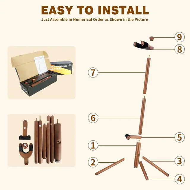 Alt view image 6 of 7 - Guitar Stand, Solid Wood Acoustic Guitar Stand Floor with Padding | Acoustic Guitar Stand,Single Neck Support,Walnut Color for Acoustic Guitar, Electric Guitar & Mandolin,Backrest