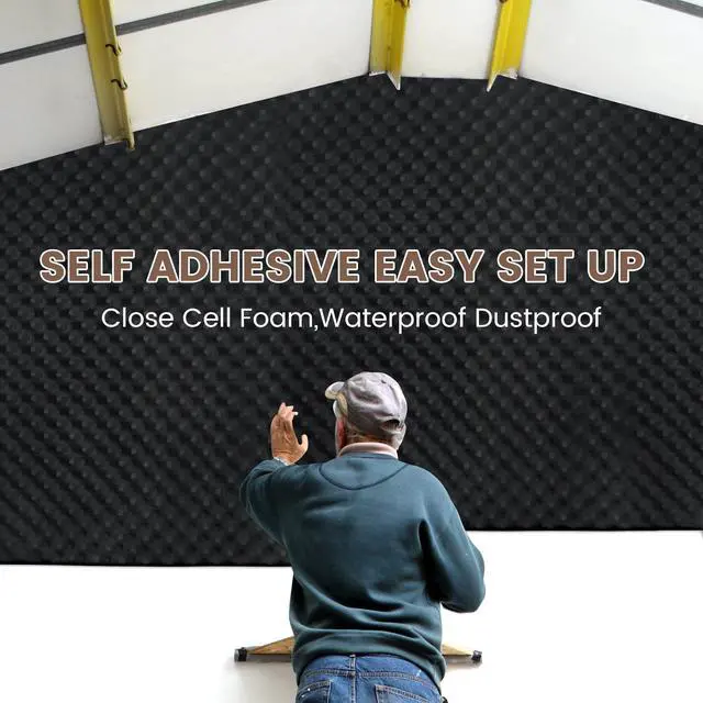 Alt view image 6 of 6 - Self-Adhesive Thickened Sound Insulation Egg Crate Foam 13.99 sqft x 1.77in Thick,50+kg/m³,Fire/Water Resistant,Thermal Insulation,Acoustic Treatment Foam