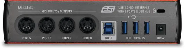 Alt view image 3 of 4 - M4U eX: 8-Port USB 3.0 MIDI Interface - Class-Compliant, Plug-and-Play Connectivity for PC/Mac, with Standalone Functionality & Integrated USB Hub, Includes Free Cubasis LE for iOS